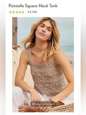 J. Jill Pointelle Tan/Beige Square Neck Textured Lined Tank Size 2X